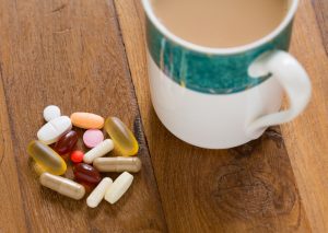 Image of supplements and a drink