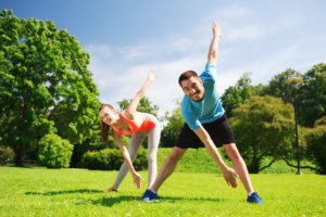 People exercising in the summer heat 