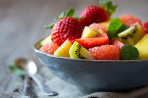 Fruit Salad with strawberry, watermelon and kiwi