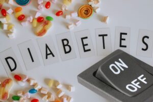 Diabetes word with on off switch