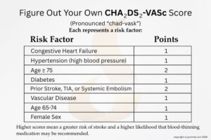 Graphic showing cha2ds2-vasc-score and risk factors