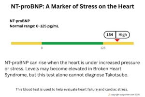 graphic showing NT-proBNP which can rise in Broken Heart Syndrome